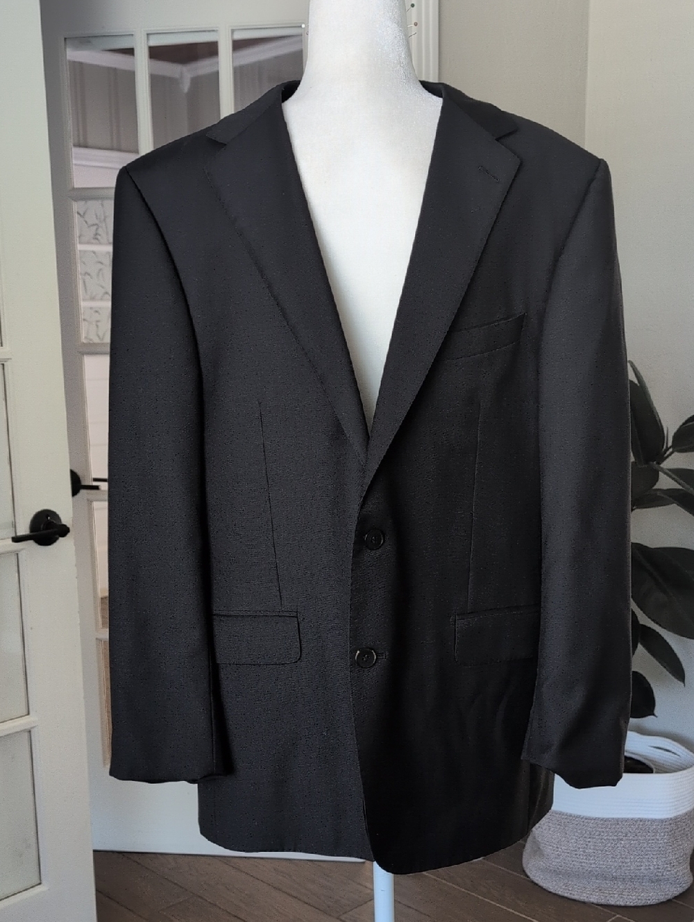 Andrea Castaldi Wool And Cashmere Men's Black Two-Button Blazer 58